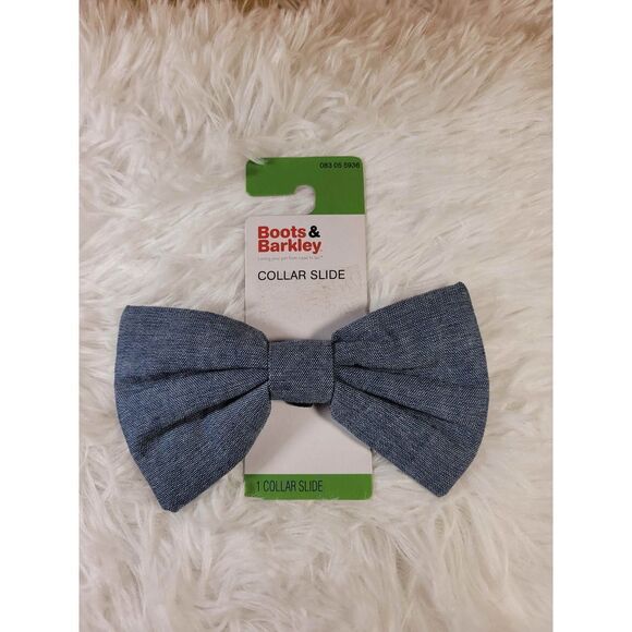 Boots & Barkley Blue Tweed Bow Tie Collar Slide- NIP - Picture 1 of 4